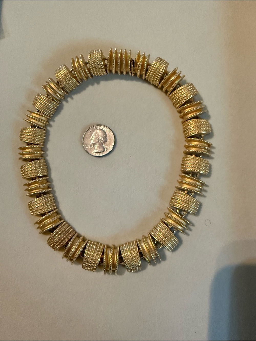 Vintage Gold Disk Stretch Necklace - Vintage